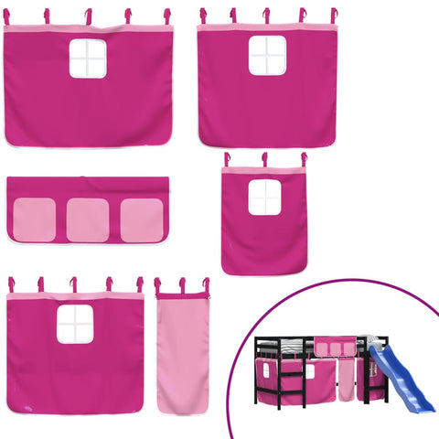 vidaXL Kids' Loft Bed with Curtains without Mattress Pink 80x200 cm