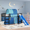 vidaXL Kids' Loft Bed with Tunnel without Mattress Blue 80x200 cm