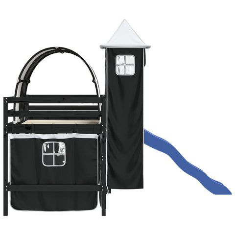 vidaXL Kids' Loft Bed with Tower without Mattress White&Black 80x200cm