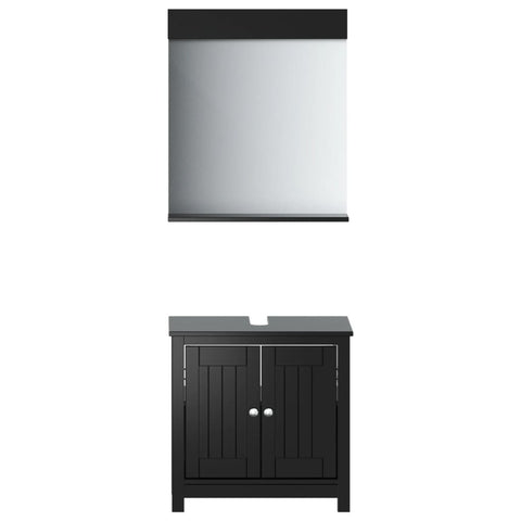 vidaXL 2 Piece Bathroom Furniture Set BERG Black Solid Wood Pine