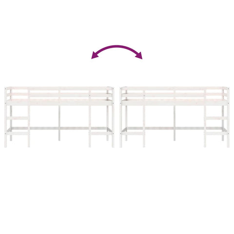 vidaXL Kids' Loft Bed without Mattress with Ladder White 90x190 cm Single