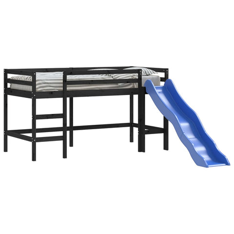 vidaXL Kids' Loft Bed without Mattress with Slide Black 80x200 cm