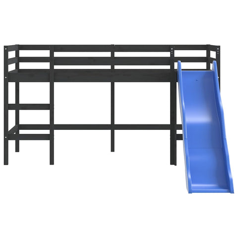 vidaXL Kids' Loft Bed without Mattress with Slide Black 80x200 cm
