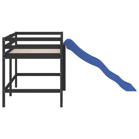 vidaXL Kids' Loft Bed without Mattress with Slide Black 80x200 cm