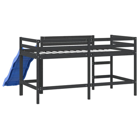 vidaXL Kids' Loft Bed without Mattress with Slide Black 80x200 cm