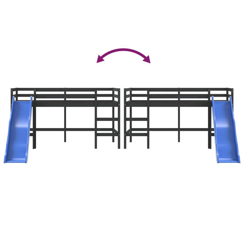 vidaXL Kids' Loft Bed without Mattress with Slide Black 80x200 cm