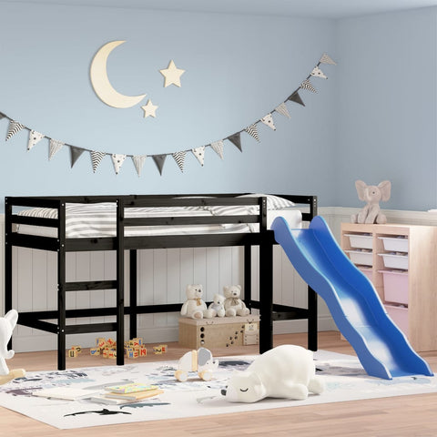 vidaXL Kids' Loft Bed without Mattress with Slide Black 80x200 cm