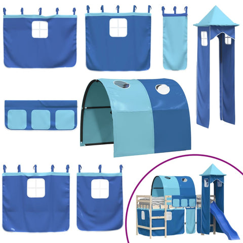 vidaXL Curtains for Loft Bed with Tunnel and Tower Blue