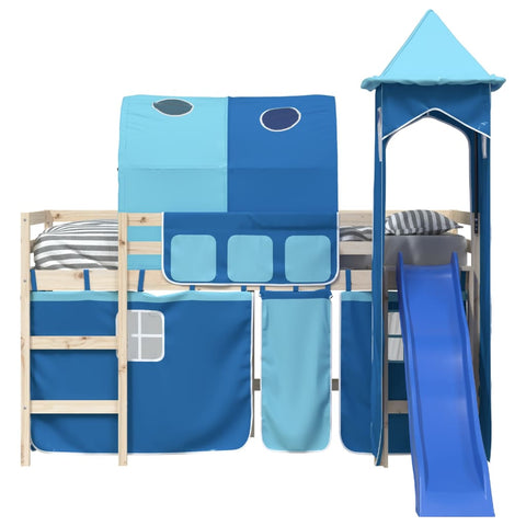 vidaXL Curtains for Loft Bed with Tunnel and Tower Blue