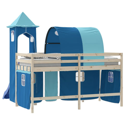 vidaXL Curtains for Loft Bed with Tunnel and Tower Blue