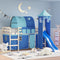 vidaXL Curtains for Loft Bed with Tunnel and Tower Blue