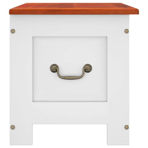 vidaXL Storage Chest with Lid Brown and White Solid Wood Acacia