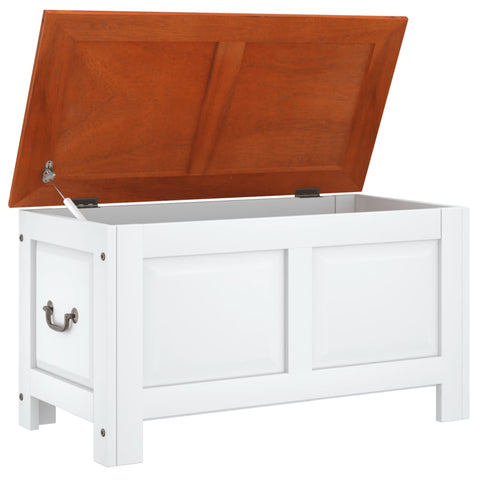 vidaXL Storage Chest with Lid Brown and White Solid Wood Acacia