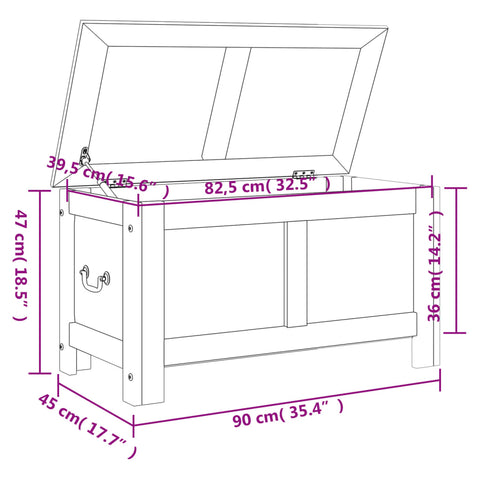 vidaXL Storage Chest with Lid Brown and White Solid Wood Acacia