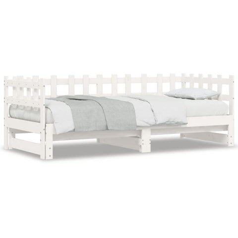 vidaXL Pull-out Day Bed without Mattress White 2x(90x200) cm Solid Wood