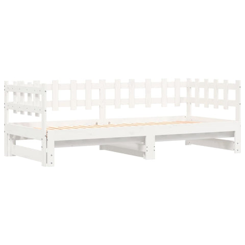 vidaXL Pull-out Day Bed without Mattress White 2x(90x200) cm Solid Wood