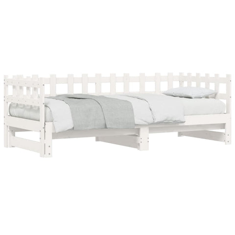 vidaXL Pull-out Day Bed without Mattress White 2x(90x200) cm Solid Wood