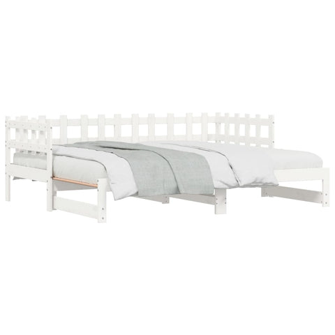 vidaXL Pull-out Day Bed without Mattress White 2x(90x200) cm Solid Wood