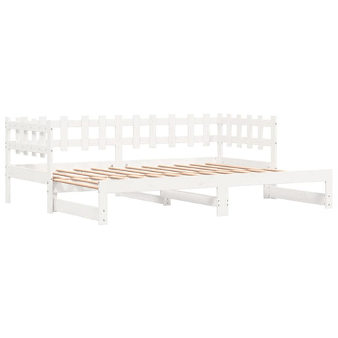 vidaXL Pull-out Day Bed without Mattress White 2x(90x200) cm Solid Wood