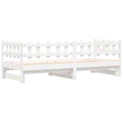 vidaXL Pull-out Day Bed without Mattress White 2x(90x200) cm Solid Wood