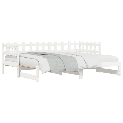 vidaXL Pull-out Day Bed without Mattress White 2x(90x190) cm Solid Wood