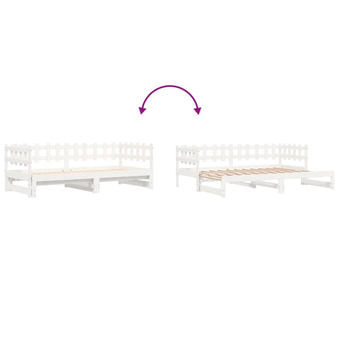 vidaXL Pull-out Day Bed without Mattress White 2x(90x190) cm Solid Wood