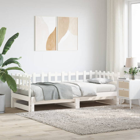 vidaXL Pull-out Day Bed without Mattress White 2x(90x190) cm Solid Wood
