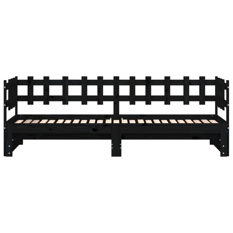 vidaXL Pull-out Day Bed without Mattress Black 2x(90x190) cm Solid Wood
