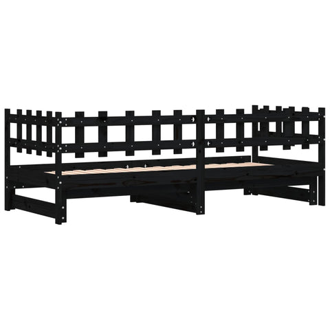 vidaXL Pull-out Day Bed without Mattress Black 2x(90x190) cm Solid Wood