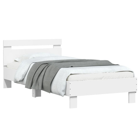 vidaXL Bed Frame without Mattress with Headboard White 90x200 cm
