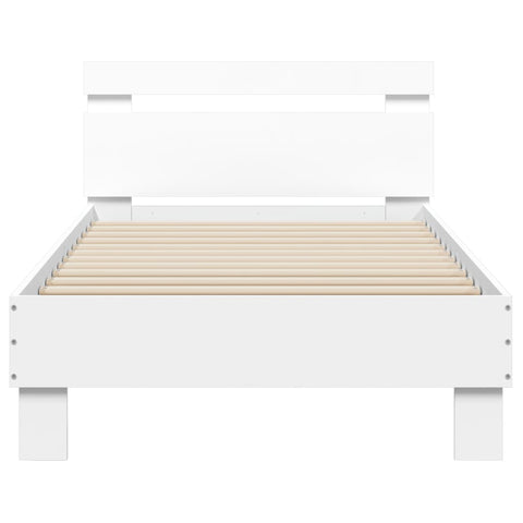 vidaXL Bed Frame without Mattress with Headboard White 90x200 cm