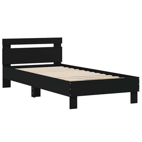 vidaXL Bed Frame without Mattress with Headboard Black 90x190 cm Single