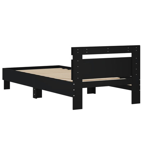 vidaXL Bed Frame without Mattress with Headboard Black 90x190 cm Single