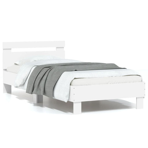 vidaXL Bed Frame without Mattress with Headboard White 75x190 cm Small Single