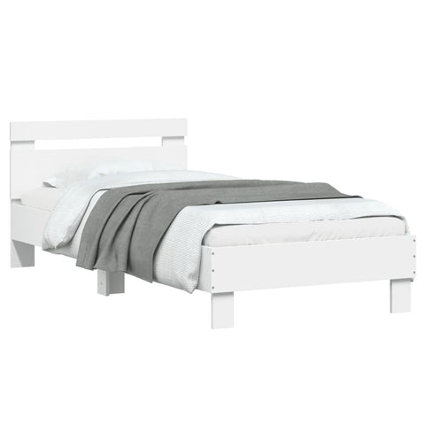 vidaXL Bed Frame without Mattress with Headboard White 75x190 cm Small Single