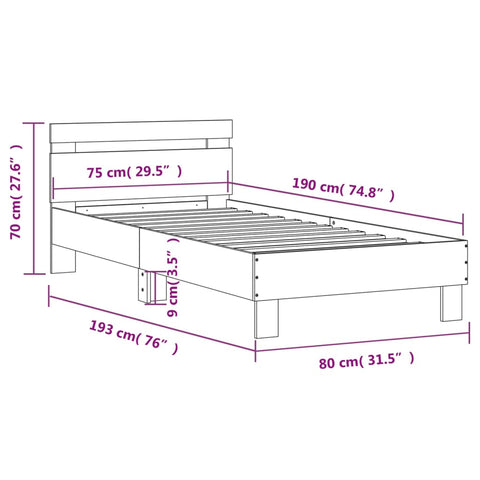 vidaXL Bed Frame without Mattress with Headboard White 75x190 cm Small Single