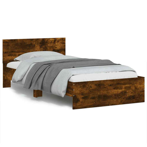 vidaXL Bed Frame without Mattress with Headboard Smoked Oak 100x200 cm