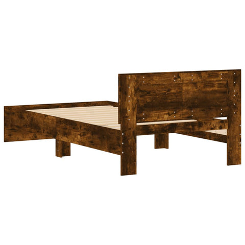 vidaXL Bed Frame without Mattress with Headboard Smoked Oak 100x200 cm