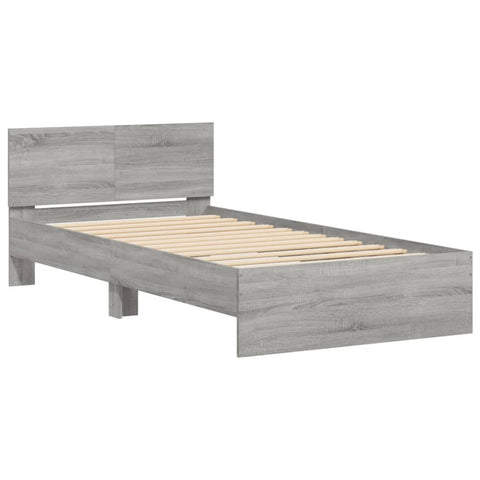 vidaXL Bed Frame without Mattress with Headboard Grey Sonoma 100x200 cm
