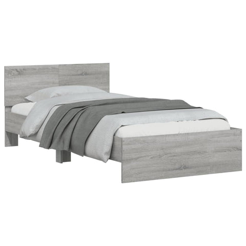 vidaXL Bed Frame without Mattress with Headboard Grey Sonoma 100x200 cm