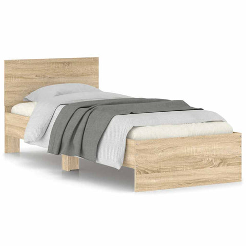 vidaXL Bed Frame without Mattress with Headboard Sonoma Oak 75x190 cm Small Single