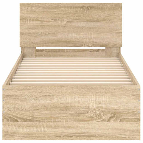 vidaXL Bed Frame without Mattress with Headboard Sonoma Oak 75x190 cm Small Single