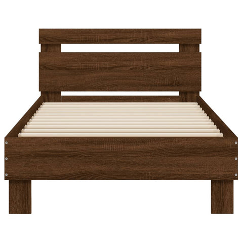 vidaXL Bed Frame without Mattress with LED Lights Brown Oak 90x200 cm