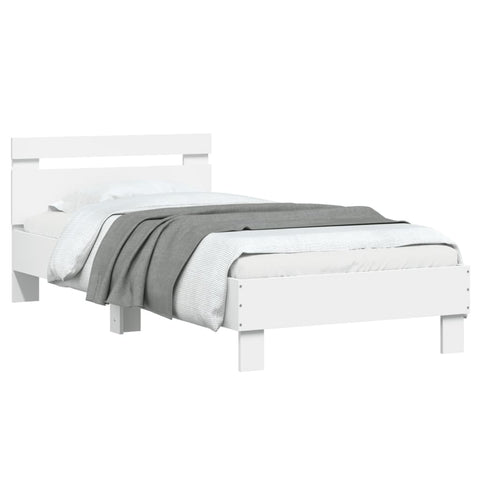 vidaXL Bed Frame without Mattress with LED Lights White 90x190 cm Single