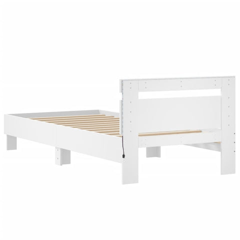 vidaXL Bed Frame without Mattress with LED Lights White 90x190 cm Single