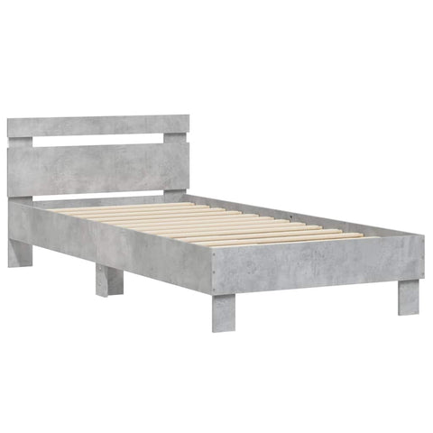 vidaXL Bed Frame without Mattress with LED Lights Concrete Grey 90x190 cm Single