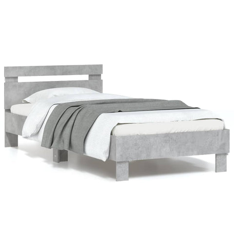 vidaXL Bed Frame without Mattress with LED Lights Concrete Grey 90x190 cm Single