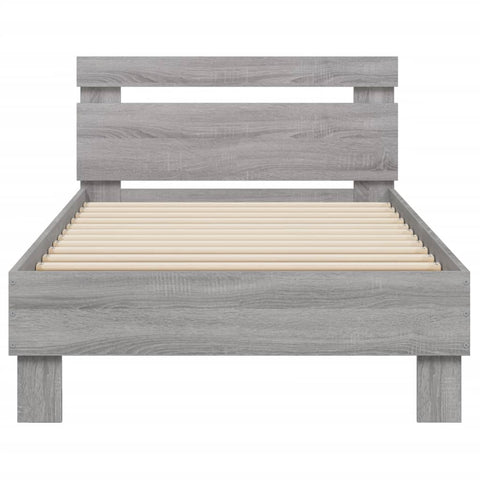 vidaXL Bed Frame without Mattress with LED Lights Grey Sonoma 90x190 cm Single