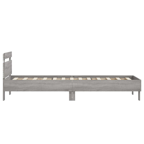 vidaXL Bed Frame without Mattress with LED Lights Grey Sonoma 90x190 cm Single