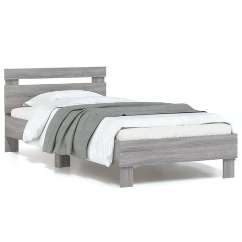 vidaXL Bed Frame without Mattress with LED Lights Grey Sonoma 90x190 cm Single